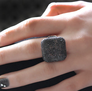 Black Smokey Zircon Stone Ring