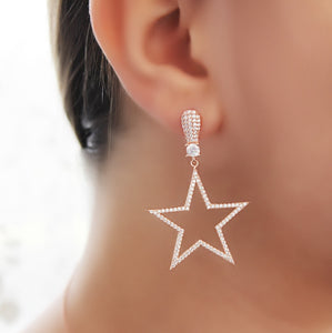 Star Shaped Diamante Earrings