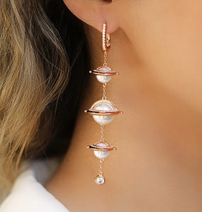 Rose Gold Plating Pearl Statement Earrings