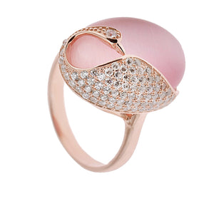 Pink Zircon & Cats Eye Stone Ring