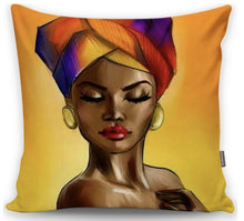 Load image into Gallery viewer, African Tribal Lady Orange Yellow Shades Printed - 17&quot; (43cm) Pillow Cushion Cover