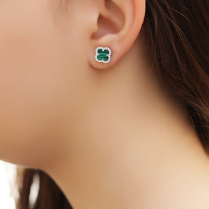 Green Flowery Earrings
